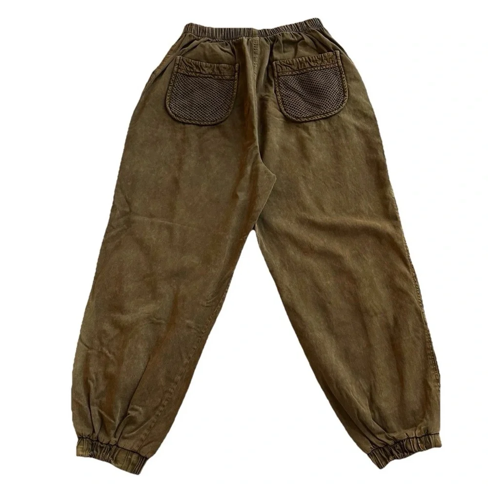 Y2K Gorpcore Utility Pants-Embroidered Patchwork Mesh Pockets-Earthy Brown-M - Picture 2 of 12